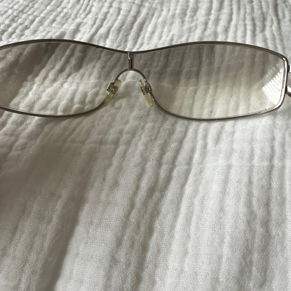 Chanel CC Logo Rimless Sunglasses / Glasses Y2K Crystal Logo Silver Frame - Picture 2 of 12